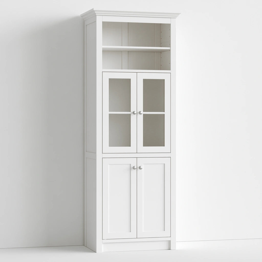 Armoire de cuisine haute aux lignes épurées, coloris blanc