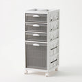 Tour de rangement sur roulettes en plastique sur roulettes à quatre niveaux, coloris blanc