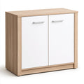 Meuble de rangement en bois finition chêne à deux portes, coloris brun clair