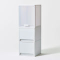 Tour de rangement étroite en plastique à trois niveaux, coloris blanc