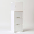 Tour de rangement étroite en plastique à trois niveaux, coloris blanc